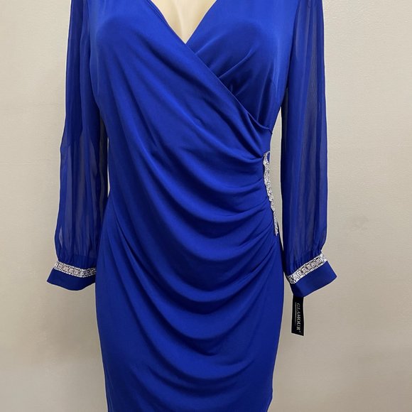 Glamour, Women's Dress, size 10, blue with open long sleeves and cuffs. - Picture 3 of 9